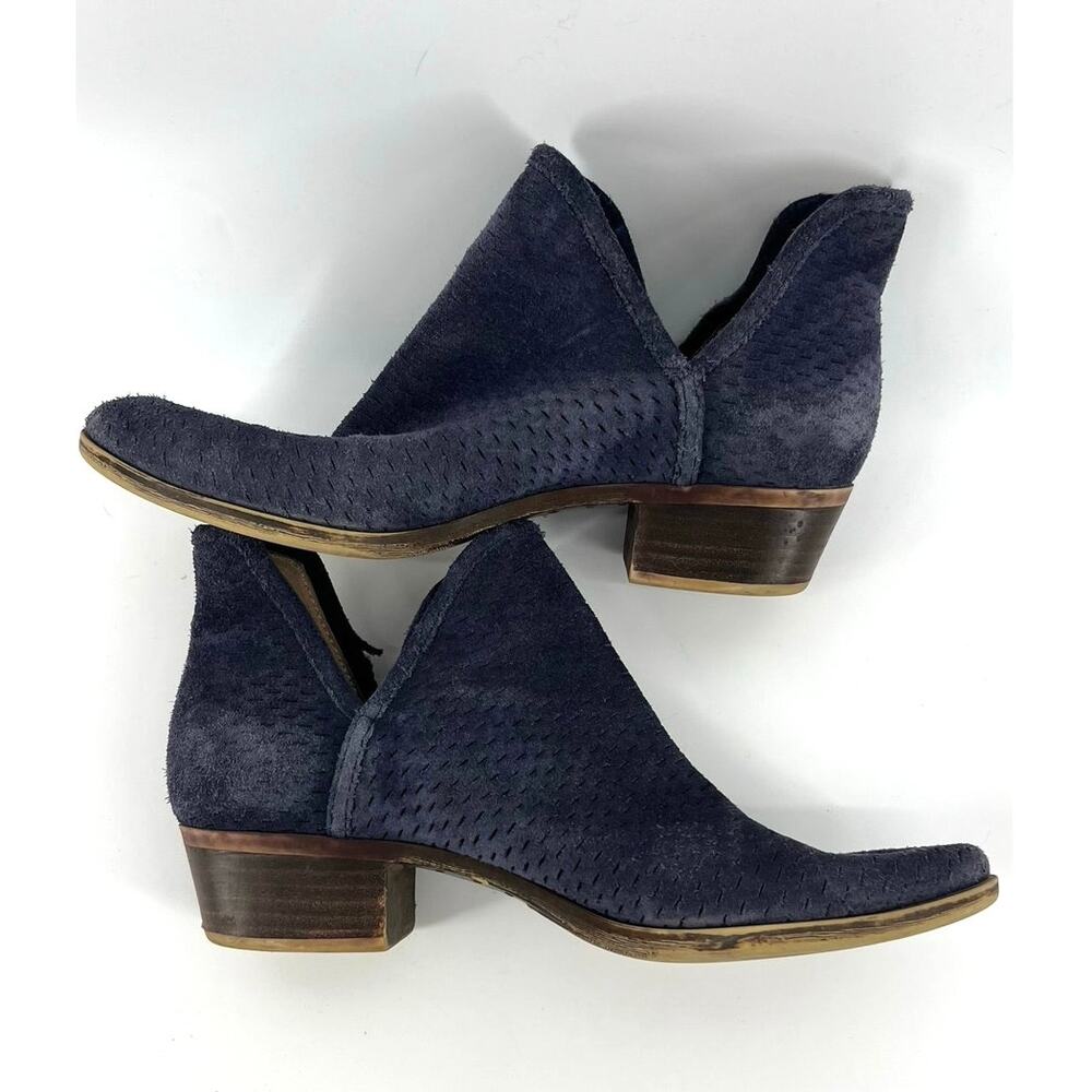 Lucky Brand | Suede Ankle Booties Navy Blue Cutout Women's Size 9